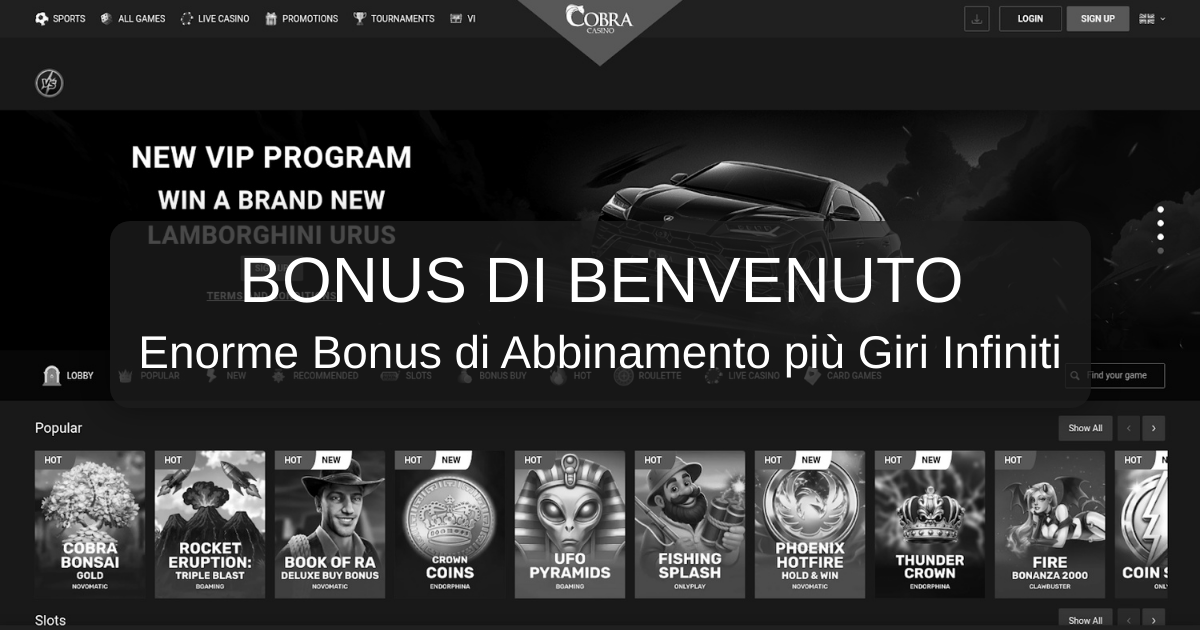 Cobra Casino: Bonus Straordinario per l'Italia
